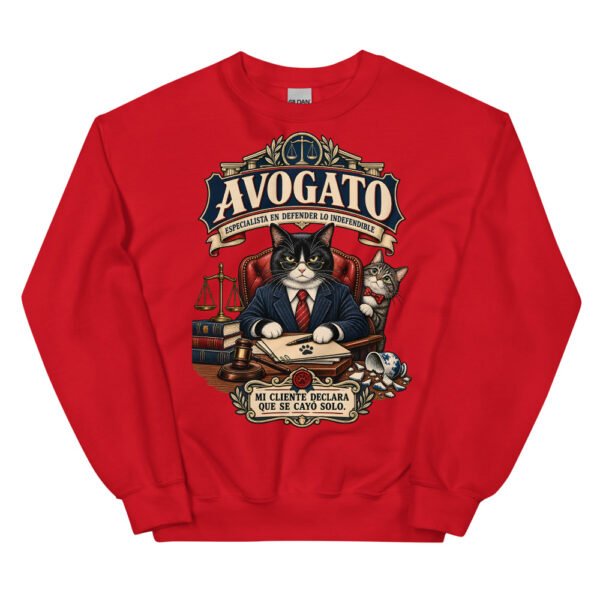 Sudadera gatos Avogato en color rojo, vista plana