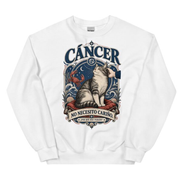 Sudadera gatos Cáncer en color blanco, vista plana