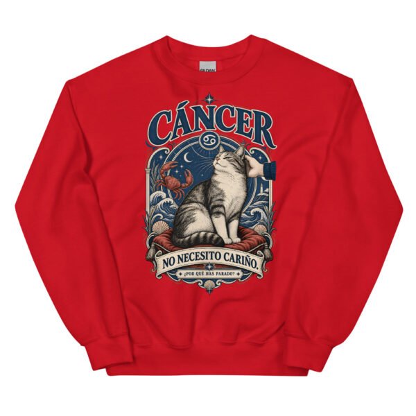 Sudadera gatos Cáncer en color rojo, vista plana