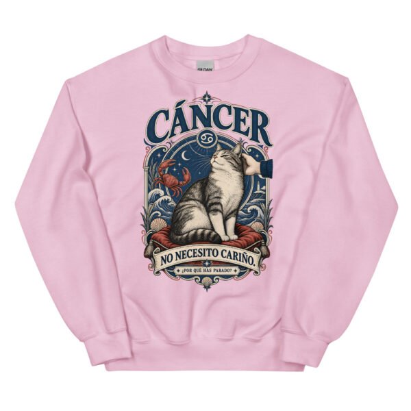 Sudadera gatos Cáncer en color rosa claro, vista plana