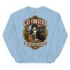 Sudadera gatos Cat-edrático en color azul claro, vista plana