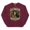 Sudadera gatos Cat-edrático en color granate, vista plana