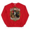 Sudadera gatos Cat-edrático en color rojo, vista plana