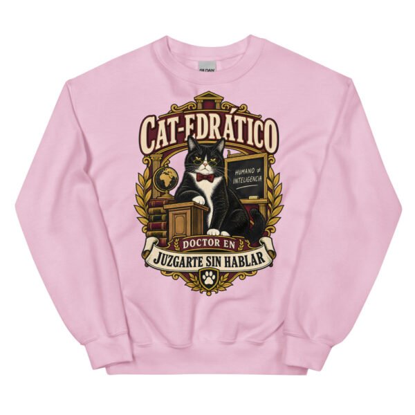 Sudadera gatos Cat-edrático en color rosa claro, vista plana