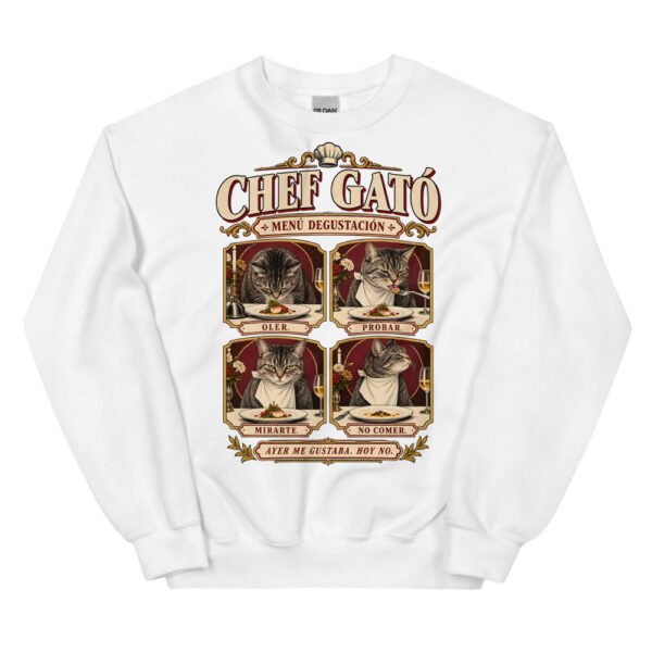 Sudadera gatos Chef Gató en color blanco, vista plana