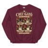 Sudadera gatos Chef Gató en color granate, vista plana