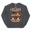 Sudadera gatos Chef Gató en color oscuro jaspeado, vista plana