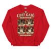 Sudadera gatos Chef Gató en color rojo, vista plana