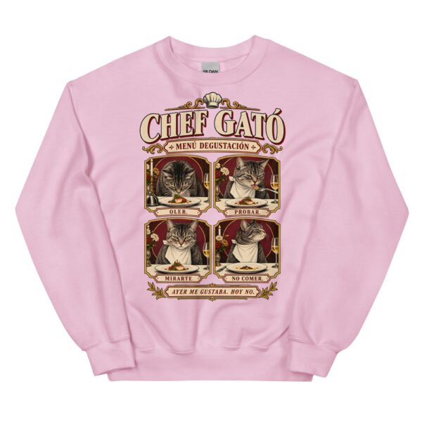 Sudadera gatos Chef Gató en color rosa claro, vista plana