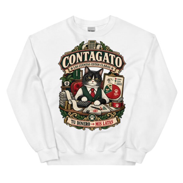Sudadera gatos Contagato en color blanco, vista plana