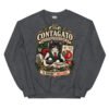 Sudadera gatos Contagato en color oscuro jaspeado, vista plana