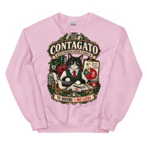 Sudadera gatos Contagato en color rosa claro, vista plana