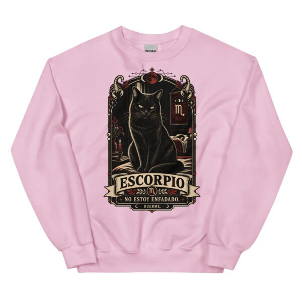 Sudadera gatos Escorpio en color rosa claro, vista plana