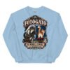 Sudadera gatos Fotógato en color azul claro, vista plana