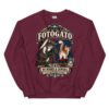 Sudadera gatos Fotógato en color granate, vista plana