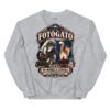 Sudadera gatos Fotógato en color gris deportivo, vista plana