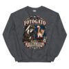 Sudadera gatos Fotógato en color oscuro jaspeado, vista plana
