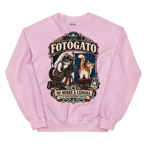 Sudadera gatos Fotógato en color rosa claro, vista plana