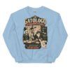 Sudadera gatos Gatólogo en color azul claro, vista plana