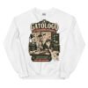 Sudadera gatos Gatólogo en color blanco, vista plana