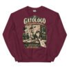 Sudadera gatos Gatólogo en color granate, vista plana