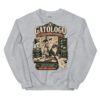 Sudadera gatos Gatólogo en color gris deportivo, vista plana