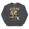 Sudadera gatos Gatólogo en color oscuro jaspeado, vista plana
