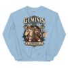 Sudadera gatos Géminis en color azul claro, vista plana