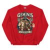 Sudadera gatos Géminis en color rojo, vista plana