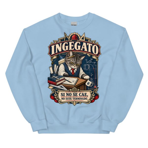 Sudadera gatos Ingegato en color azul claro, vista plana