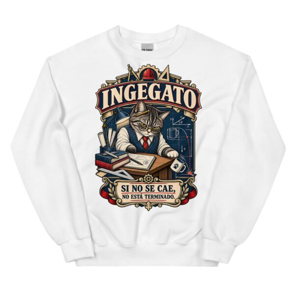 Sudadera gatos Ingegato en color blanco, vista plana