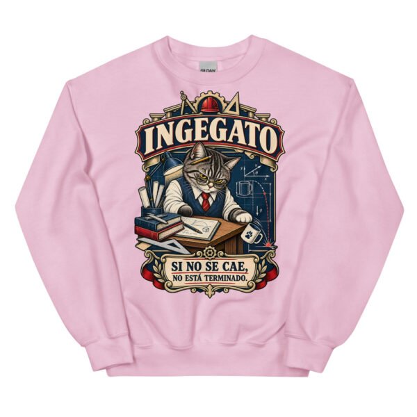 Sudadera gatos Ingegato en color rosa claro, vista plana