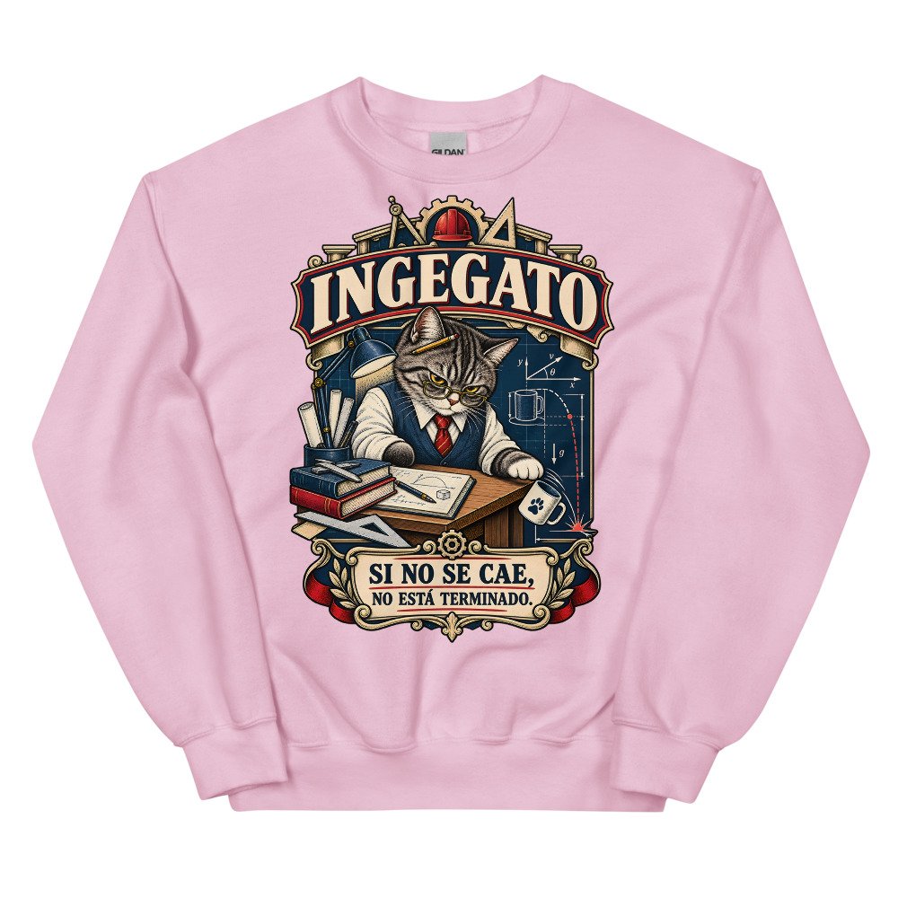 Sudadera gatos Ingegato en color rosa claro, vista plana