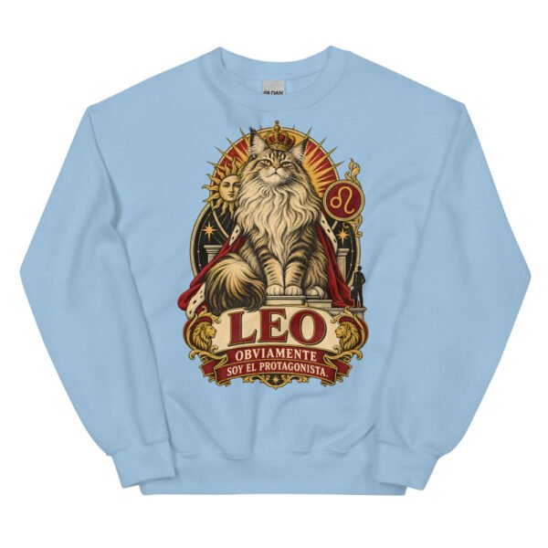 Sudadera gatos Leo en color azul claro, vista plana