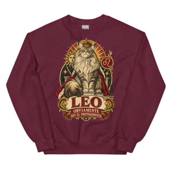 Sudadera gatos Leo en color granate, vista plana