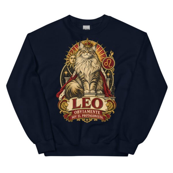 Sudadera gatos Leo en color marino, vista plana