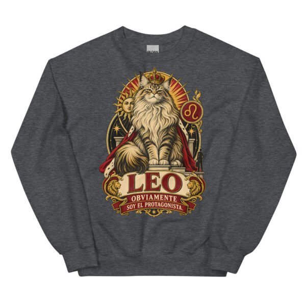Sudadera gatos Leo en color oscuro jaspeado, vista plana