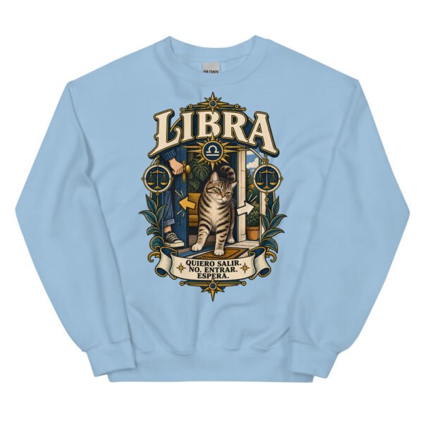 Sudadera gatos Libra en color azul claro, vista plana