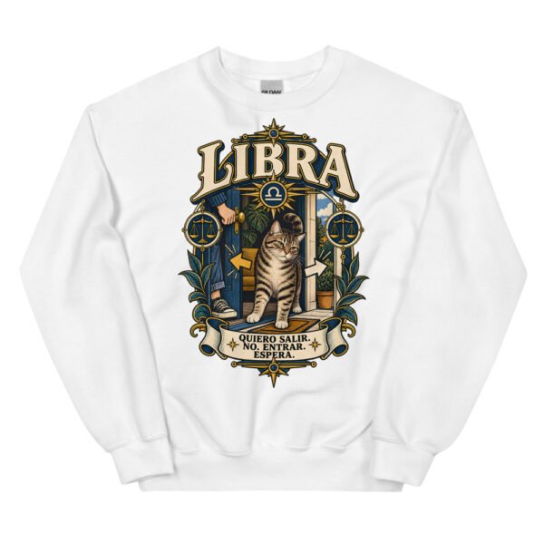 Sudadera gatos Libra en color blanco, vista plana