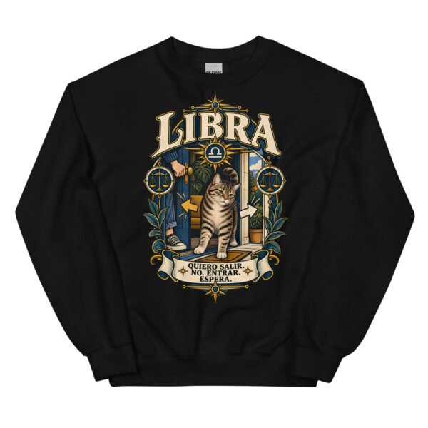 Sudadera gatos Libra en color negro, vista plana