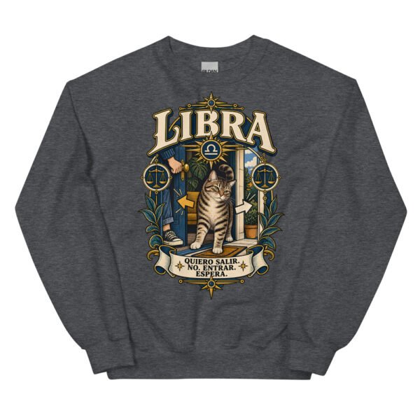 Sudadera gatos Libra en color oscuro jaspeado, vista plana