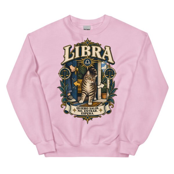 Sudadera gatos Libra en color rosa claro, vista plana