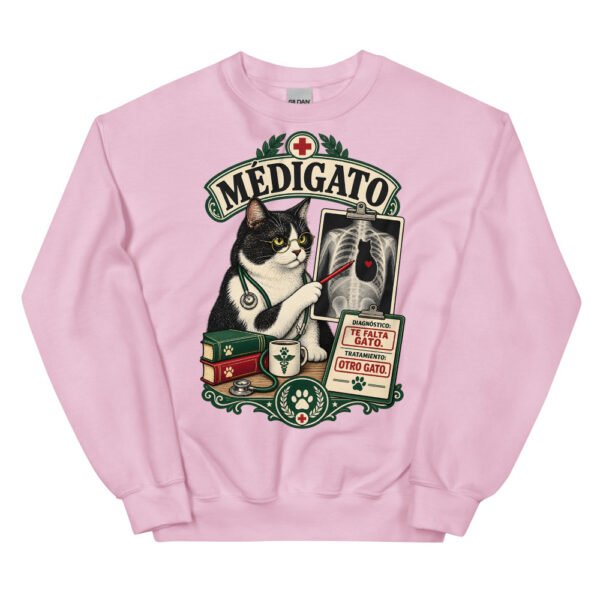 Sudadera gatos Médigato en color rosa claro, vista plana