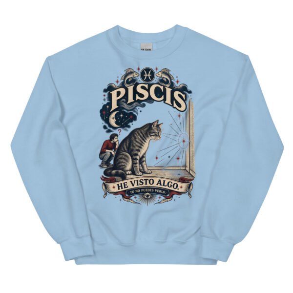 Sudadera gatos Piscis en color azul claro, vista plana