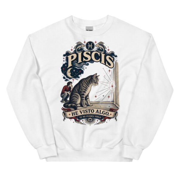 Sudadera gatos Piscis en color blanco, vista plana