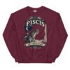 Sudadera gatos Piscis en color granate, vista plana