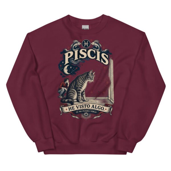 Sudadera gatos Piscis en color granate, vista plana