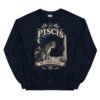 Sudadera gatos Piscis en color marino, vista plana