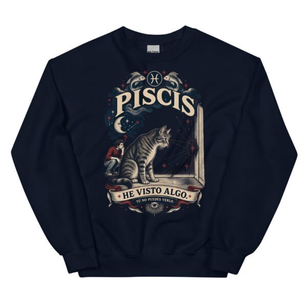 Sudadera gatos Piscis en color marino, vista plana