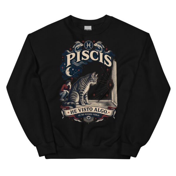 Sudadera gatos Piscis en color negro, vista plana